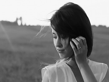 Sailing On Dreams of You, sweet, think, eyes, beautiful, woman, portrait, black and white, face, lovely, feel HD wallpaper
