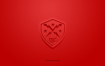 DC Defenders, creative 3D logo, red background, XFL, 3d emblem, American football club, USA, 3d art, American football, DC Defenders 3d logo HD wallpaper