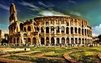 Colosseum grandeur, Rome's famous monument, Architectural marvel, Iconic backdrop HD wallpaper