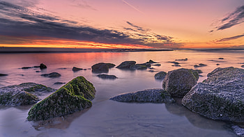 Nature, Sunset, Horizon, Dahl, Distance, Lumps, Blocks HD wallpaper