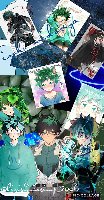 Izuku midoriya, green, blue, deku, mha, bnha, class 1a, cute, anime HD phone wallpaper