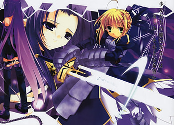 Rider and Saber, king arthur, holy grail war, saber, excalibur, anime, fight, fate stay night, rider HD wallpaper