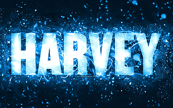 Happy Birtay Harvey, , blue neon lights, Harvey name, creative, Harvey Happy Birtay, Harvey Birtay, popular american male names, with Harvey name, Harvey HD wallpaper