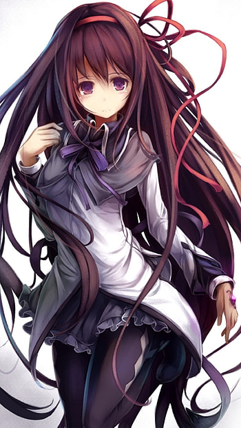Anime Art IX, school uniform, black hair, long hair, Anime, Puella Magi Madoka Magica HD phone wallpaper