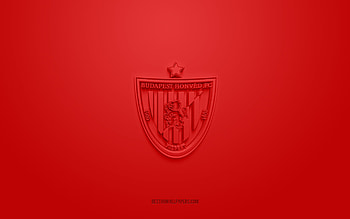 Budapest Honved FC, creative 3D logo, red background, NB I, 3d emblem, Hungarian football club, Hungary, 3d art, football, Budapest Honved FC 3d logo HD wallpaper