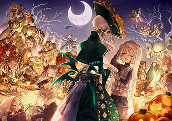 Halloween, skull, dearrose, girl, anime, moon, luna, tagme, manga, merc storia HD wallpaper