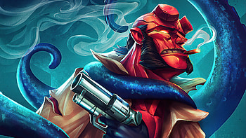 Hellboy Gun Boy, hellboy, superheroes, artwork, artist, artstation HD wallpaper