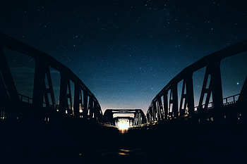 Bridge, night view, night, sky HD wallpaper