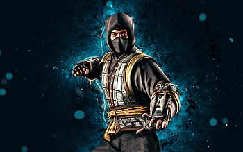 Shirai Ryu, , blue neon lights, Mortal Kombat Mobile, fighting games, MK Mobile, creative, Mortal Kombat, Shirai Ryu Mortal Kombat HD wallpaper