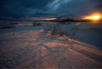 The end of day, winter, snow, nature, end, sunset HD wallpaper
