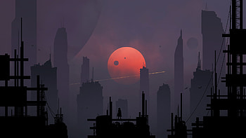 Scifi City Minimalism, scifi, minimalism, artist, artwork, digital-art, deviantart HD wallpaper
