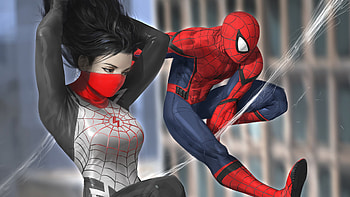 Spiderman And Silk, spiderman, gwen-stacy, silk, artwork, digital-art, artstation, superheroes HD wallpaper