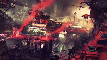 Fantasy, cyperpunk, cityscape, art HD wallpaper