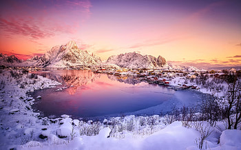 Palates, winter, north, Norway, town, snow, village HD wallpaper