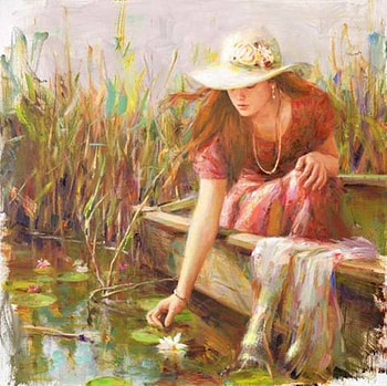 Woman Painting, lady, abstract, painting, lake, woman HD wallpaper