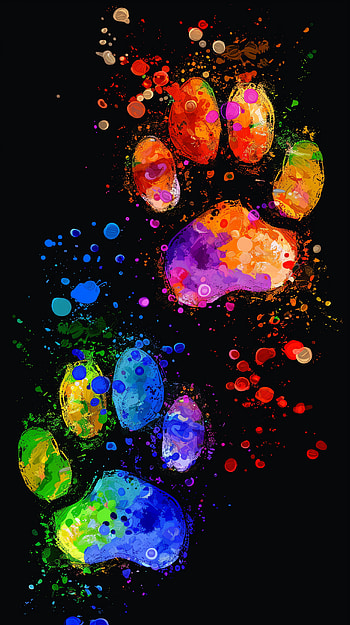 Colorful Paw Print Splatter, paint HD phone wallpaper