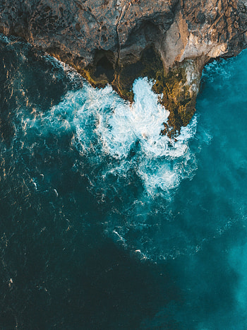 Collide, sea waves, coast, aerial view, nature HD phone wallpaper