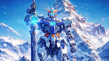 Gundam Titan: Mecha Majesty in Snow-Capped Peaks, Gundam HD wallpaper