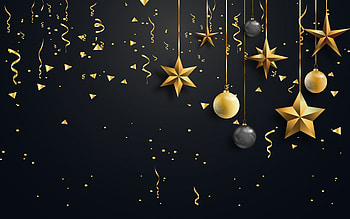 Happy Holidays!, craciun, star, golden, black, christmas, card, new year HD wallpaper