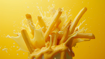 Crispy French Fries Splash, junk food, french fries, cheese, splash, food HD wallpaper