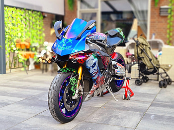 Yamaha R1M, r1mjoker, yamahar1, yamahar1m, biker, suicide, motorcycle, Amsterdam, LeventCakir, cakir, Levent, joker, suicidesquad, r1 HD wallpaper