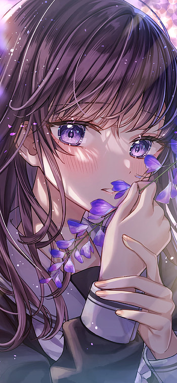 Enchanting Anime Girl: Serene Violet Blossoms, Anime, girl, anime girl HD phone wallpaper