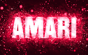 Happy Birtay Amari, , pink neon lights, Amari name, creative, Amari Happy Birtay, Amari Birtay, popular american female names, with Amari name, Amari HD wallpaper