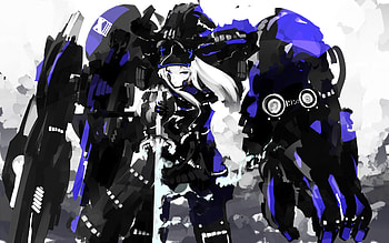 Overkill, sexy, awesome, robot, hot, cute, beautiful, purple eyes, beauty, armor, badass, anime girl, mecha, white hair, weapon, cool, gun HD wallpaper