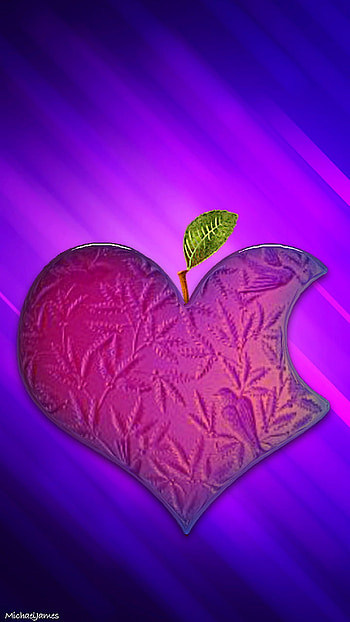 Purple Glass Heart, Apple, Logo HD phone wallpaper
