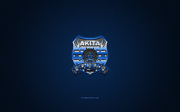 Blaublitz Akita, Japanese football club, white logo, blue carbon fiber background, J2 League, football, Akita, Japan, Blaublitz Akita logo HD wallpaper