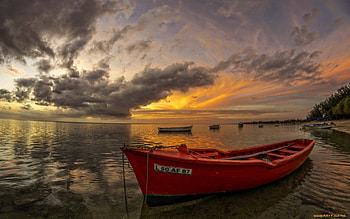 Boats at Sunset, lake, evening, sunset, boats HD wallpaper