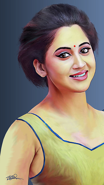 Miya George, mallu actress, digital painting HD phone wallpaper