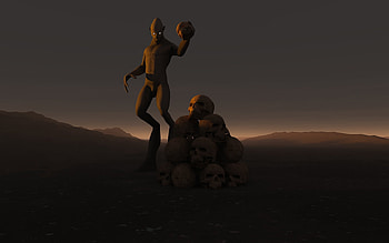 The collection, skull, desert, wasteland, alien HD wallpaper
