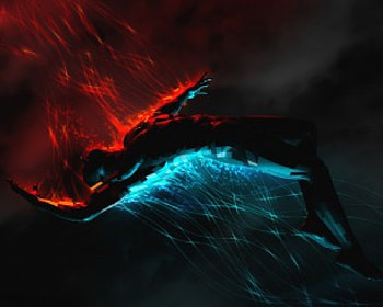 Fire and Water, going, trough, and, aequus, 3d, abstract, mix, cg, mihi, water, fire, silhouette HD wallpaper