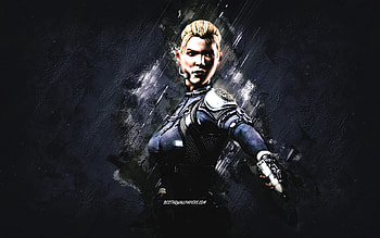 Cassandra Cage, Mortal Kombat Mobile, Cassandra Cage MK Mobile, Mortal Kombat, blue stone background, Mortal Kombat Mobile characters, grunge art, Cassandra Cage Mortal Kombat, Classic Cassandra Cage HD wallpaper