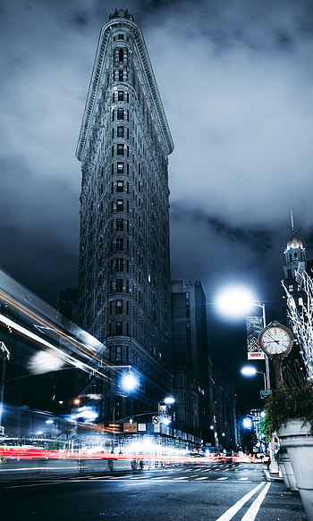 Cities, Architecture, Building, Movement, Traffic, Night City, Long-Term Exposure, Street HD phone wallpaper