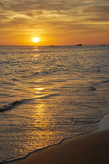 Nature, Sunset, Sea, Sun, Waves, Beach HD phone wallpaper