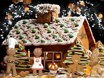 Ginger Bread Village, winter, ginger breads, snow, christmas HD wallpaper
