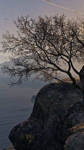 GTA V — Cliffside Dusk , video game, Grand Theft Auto V HD phone wallpaper