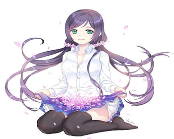 Toujou Nozomi, seifuku, live, uniform, cute, girl, long hair, anime, petals, love HD wallpaper