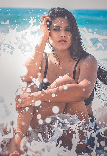 Praneetha Patnaik, eye, flash graphy, beach babe HD phone wallpaper