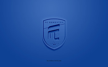 FC Edmonton, creative 3D logo, blue background, Canadian Premier League, CPL, 3d emblem, Canadian soccer Club, Canada, 3d art, soccer, FC Edmonton 3d logo HD wallpaper