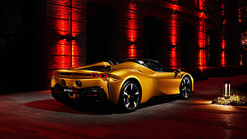 Ferrari SF90, gold, yellow, supercar, italy HD wallpaper