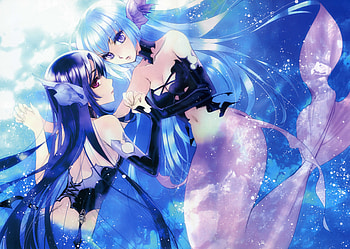 Mermaid, orginal, fantasy, pretty, underwater, girls, long hair, tail HD wallpaper