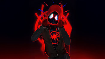 Miles Morales In Red And Black, spiderman, miles-morales, superheroes, artwork, art, digital-art HD wallpaper
