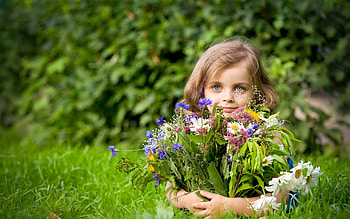 People, Flowers, Children, Bouquets HD wallpaper
