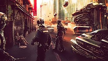 Cyberpunk Police , cyberpunk, scifi, police, artist, artwork, digital-art HD wallpaper