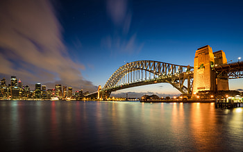 Sydney Harbor Bridge, Sydney, bridge, night graphy, harbor HD wallpaper