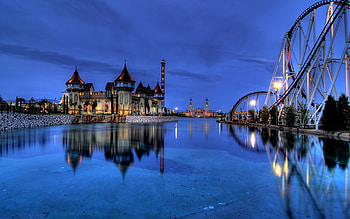 Cities, Building, Rink, Fairy, Fabulous, Roller Coaster HD wallpaper