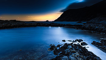 Deep Blue Night, night, blue, nature, water HD wallpaper